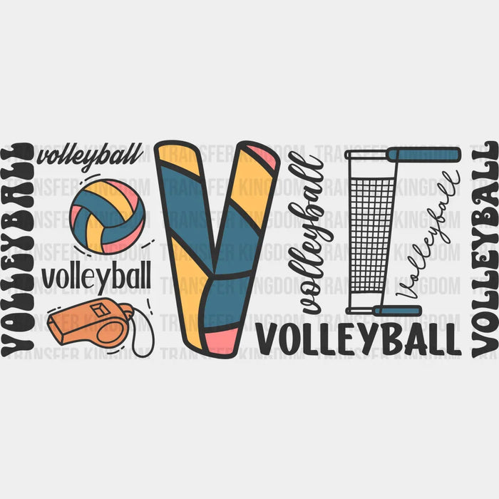 Volleyball V - Volleyball Cup Wrap UV Sticker Permanent UV DTF Decal