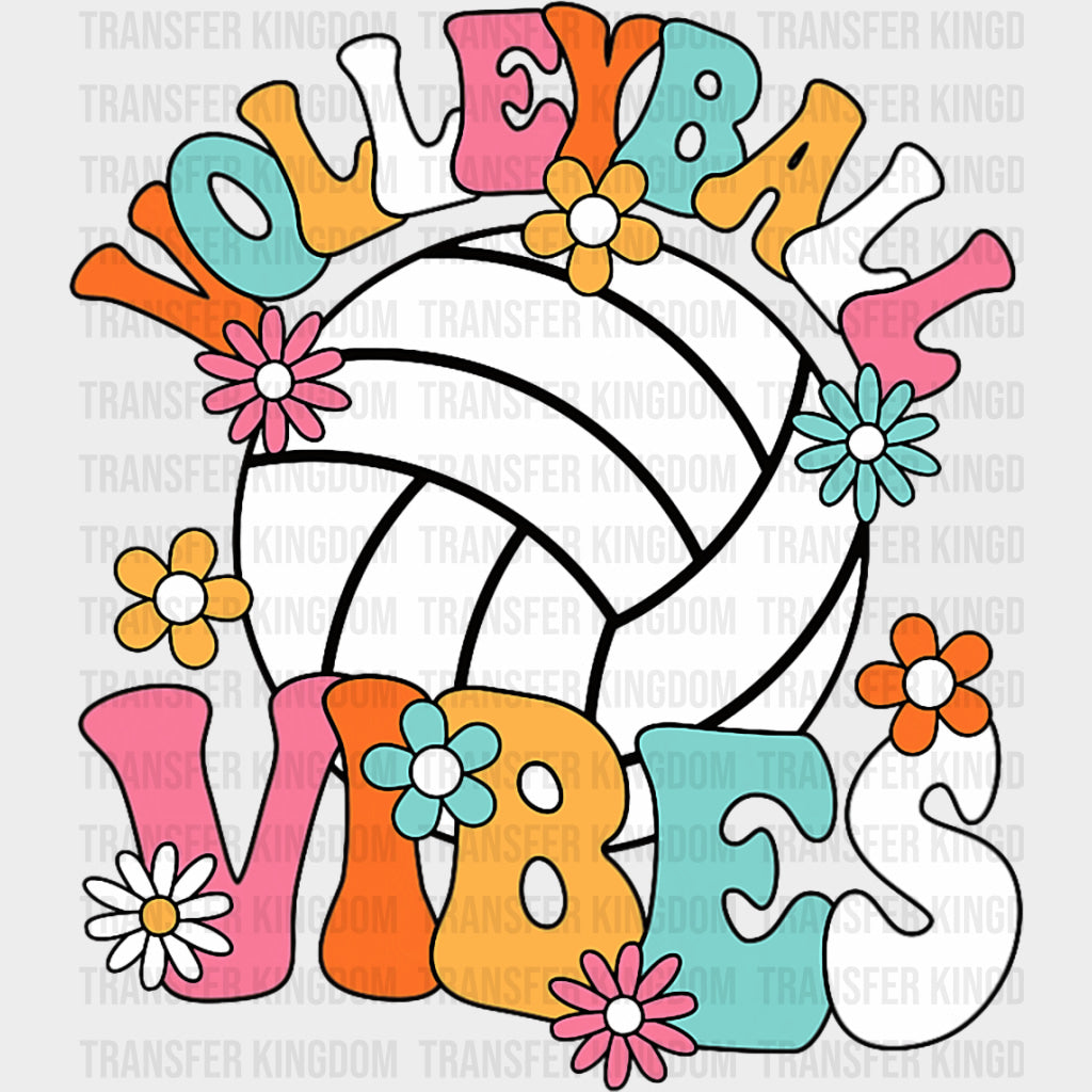 Volleyball Vibes Retro - Volleyball DTF Transfers Adult Unisex - S & M (10’’) / Dark Color Design (See Imaging)