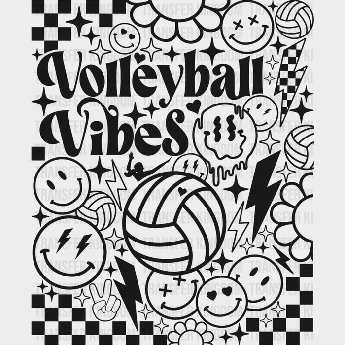 Volleyball Vibes, Smileys - Volleyball DTF Transfers
