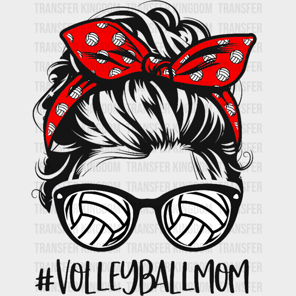 #VolleyballMom Red Bandana - Volleyball DTF Transfers Adult Unisex - S & M (10’’) / Dark Color Design (See Imaging)