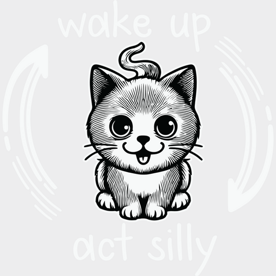 Wake Up Act Silly Cat Design - Cats Iron On Dtf Transfer Unisex S & M (10’’) / Light Color See