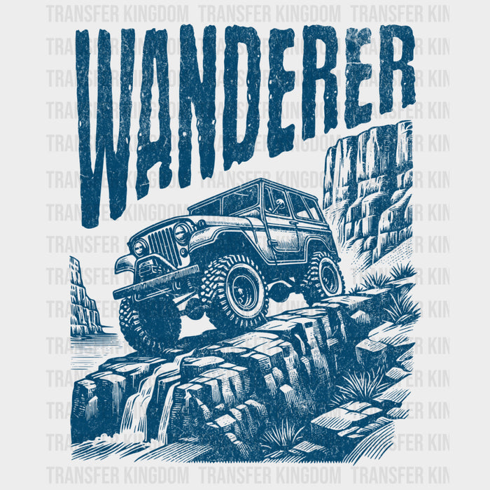 Wanderer, Blue Offroad Vehicle - Hiking DTF Transfers