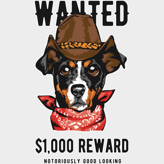 Wanted Notoriously Good Looking - Dogs DTF Transfer Adult Unisex - S & M (10’’) / Light Color Design (See Imaging)