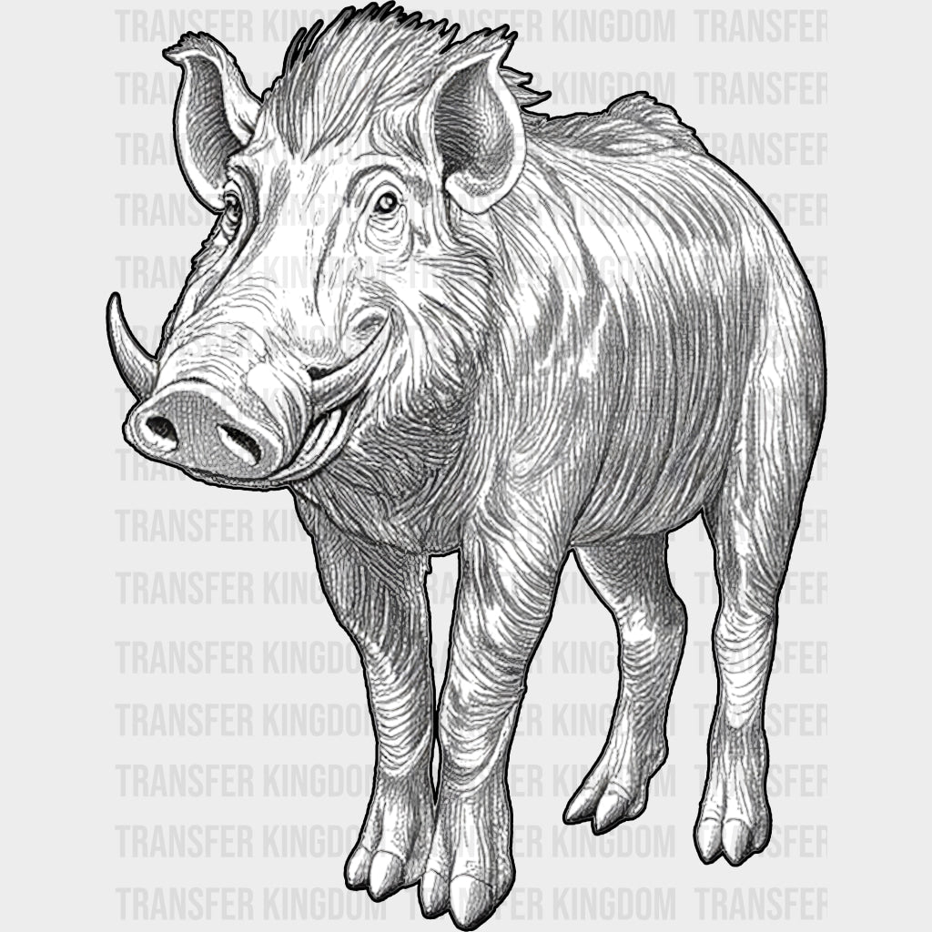 Warthog B&W - Animals DTF Transfers - Adult Unisex - S & M (10’’) / Dark Color Design (See Imaging)
