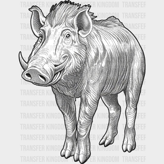 Warthog B&W - Animals DTF Transfers - Adult Unisex - S & M (10’’) / Dark Color Design (See Imaging)