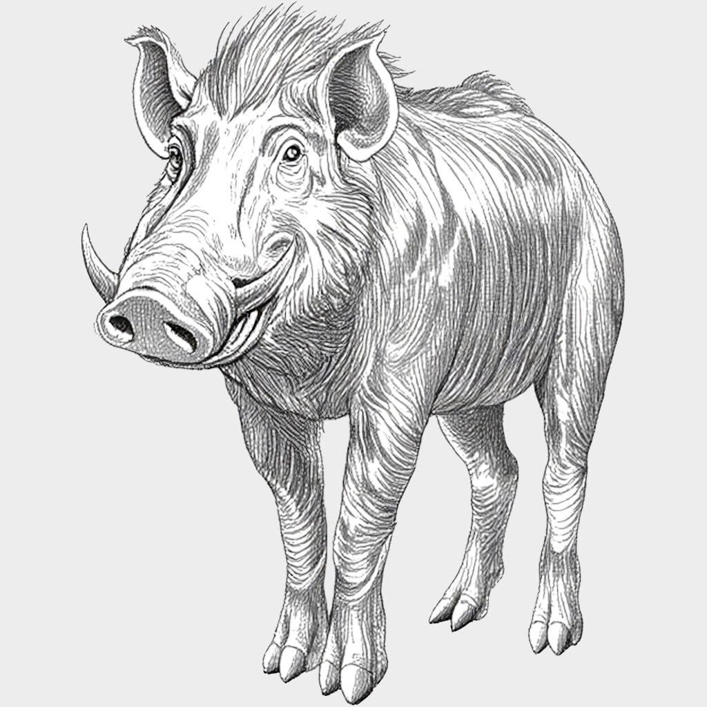 Warthog B&W - Animals DTF Transfers - Adult Unisex - S & M (10’’) / Light Color Design (See Imaging)