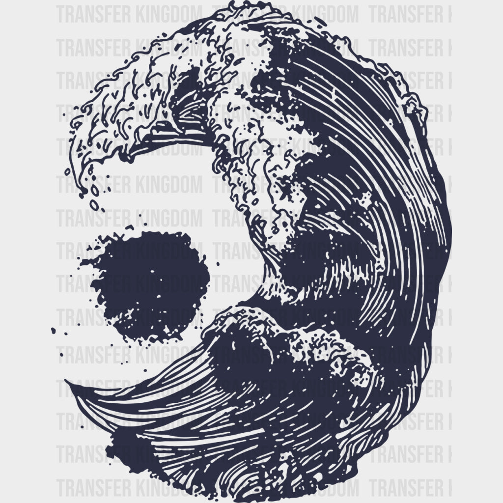 Wave B&W - Surfing DTF Transfers transfer-kingdom Dark Color Design (See Imaging)
