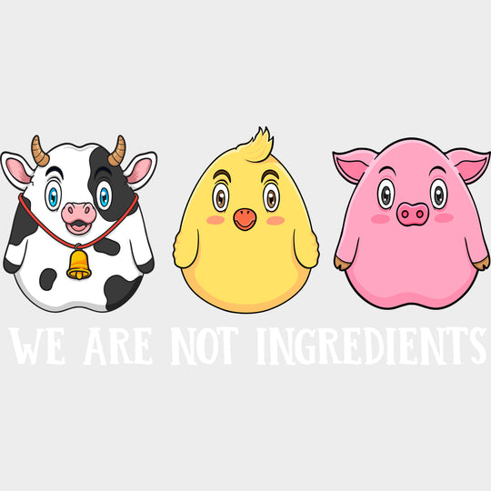We Are Not Ingredients - Vegan DTF Transfers - Adult Unisex - S & M (10’’) / Light Color Design (See Imaging)