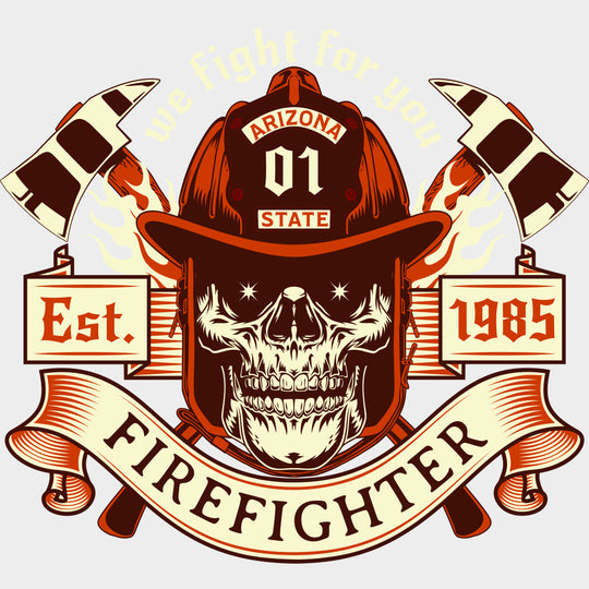 We Fight For You Skull - Fire Department DTF Transfers Adult Unisex - S & M (10’’) / Light Color Design (See Imaging)