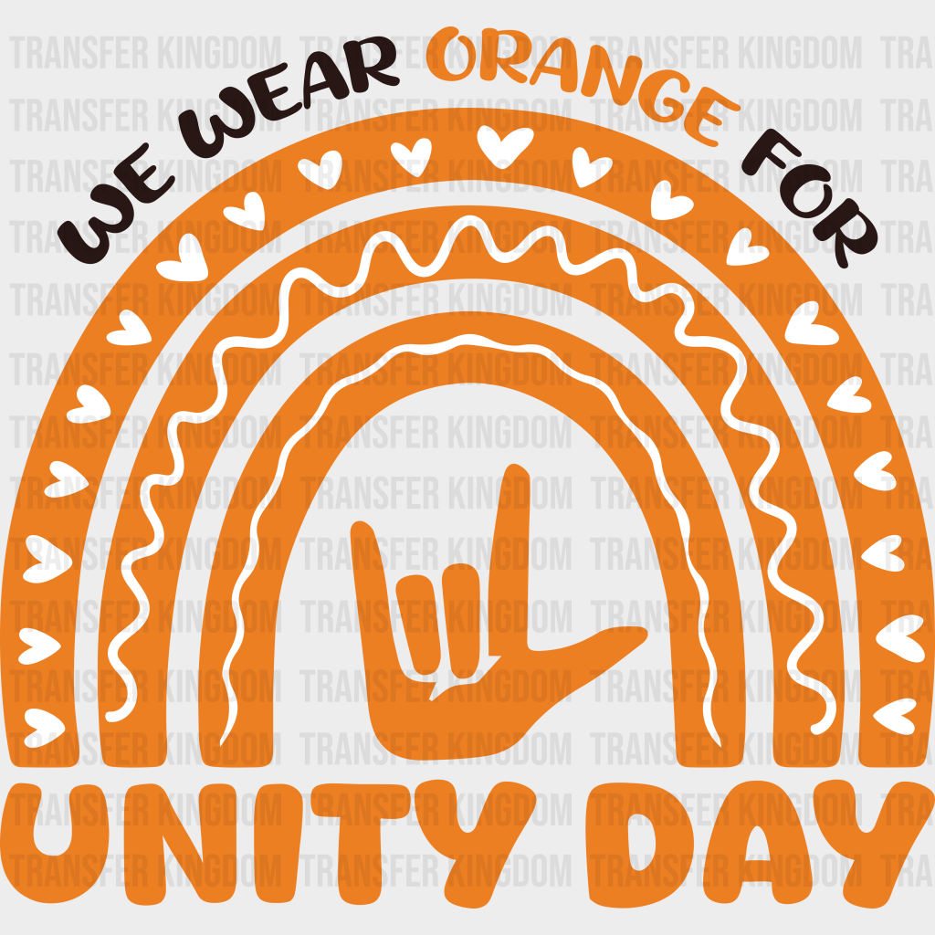 We Wear Orange For Unity Day - Anti Bullying Iron On Dtf Transfer Unisex S & M (10’’) / Dark