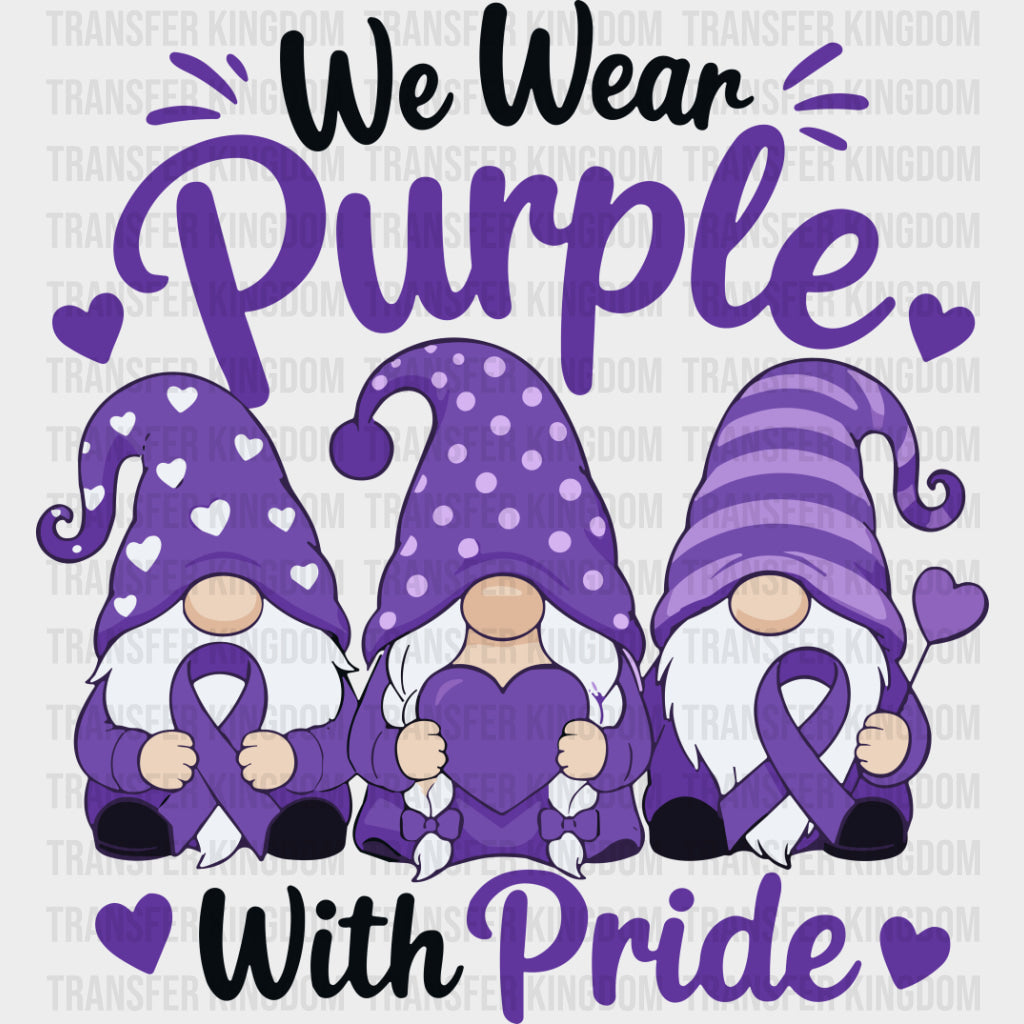 We Wear Purple With Pride - Hodgkin’s Lymphoma Cancer DTF Transfers - Adult Unisex - S & M (10’’) / Dark Color Design