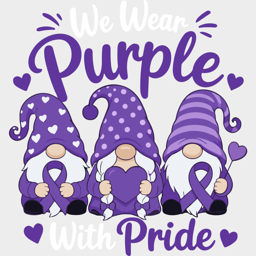 We Wear Purple With Pride - Hodgkin’s Lymphoma Cancer DTF Transfers - Adult Unisex - S & M (10’’) / Light Color Design