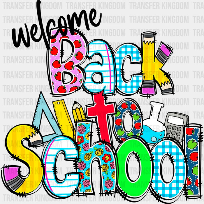 Welcome Back To School Colorful Pattern Design - Back To School DTF Transfer