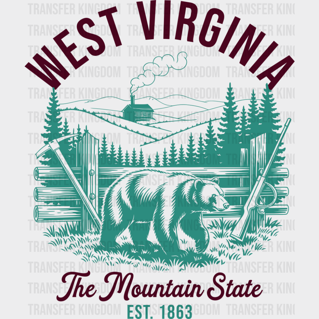 West Virginia The Mountain State - States & Cities DTF Transfer