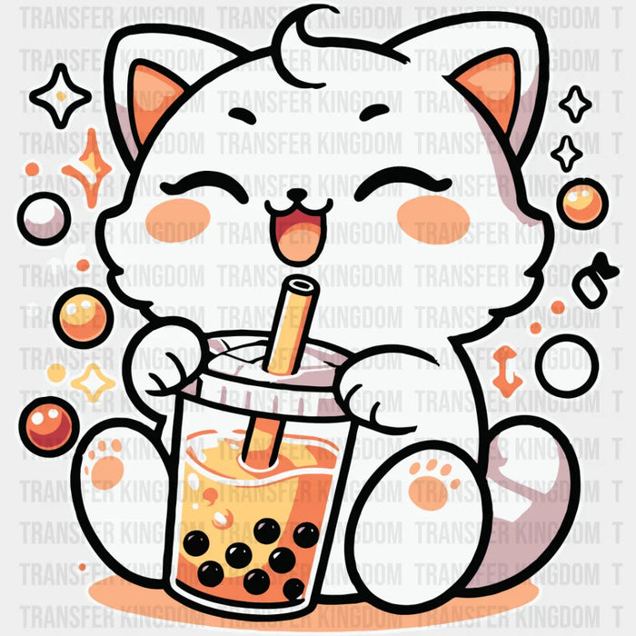 White Cat Boba Tea - Cats Iron On DTF Transfer