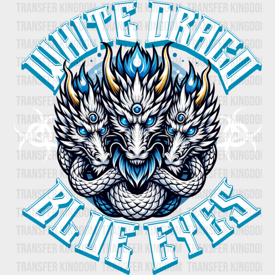 White Drago Blue Eyes - Anime Dtf Heat Transfer Unisex S & M (10’’) / Light Color Design See Imaging