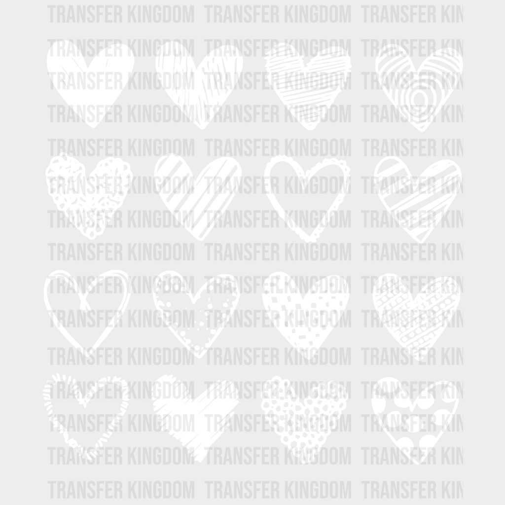 White Hearts Valentines Day Design - Dtf Heat Transfer