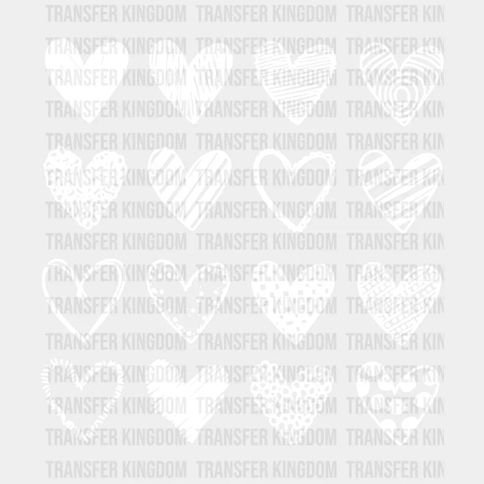 White Hearts Valentine's Day Design - DTF heat transfer