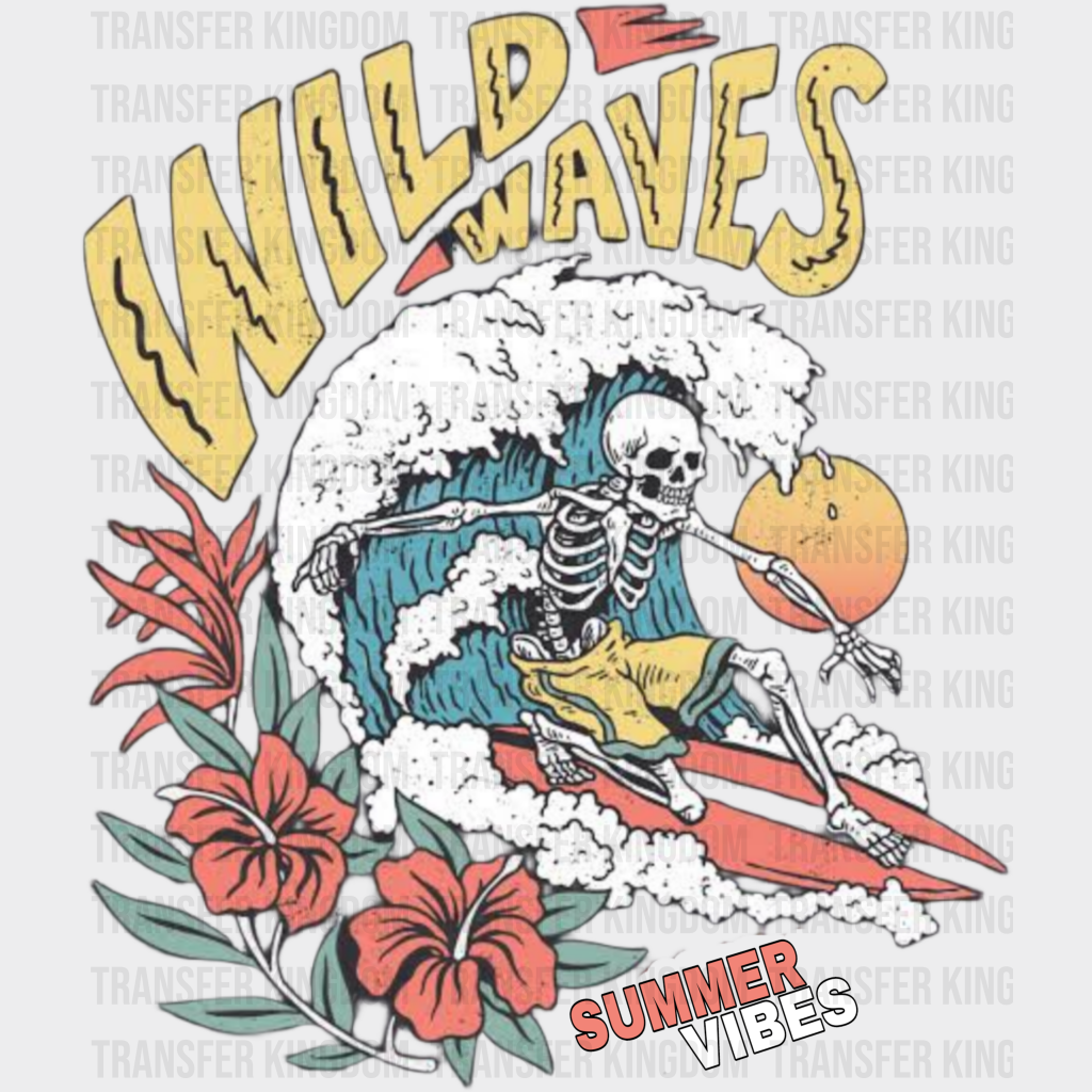 Wild Waves Summer Vibes Design - Surfing Dtf Transfer