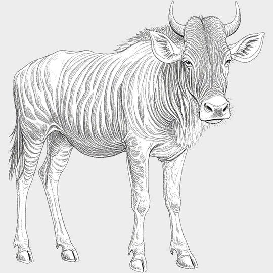 Wildebeest B&W - Animals DTF Transfers - Adult Unisex - S & M (10’’) / Light Color Design (See Imaging)
