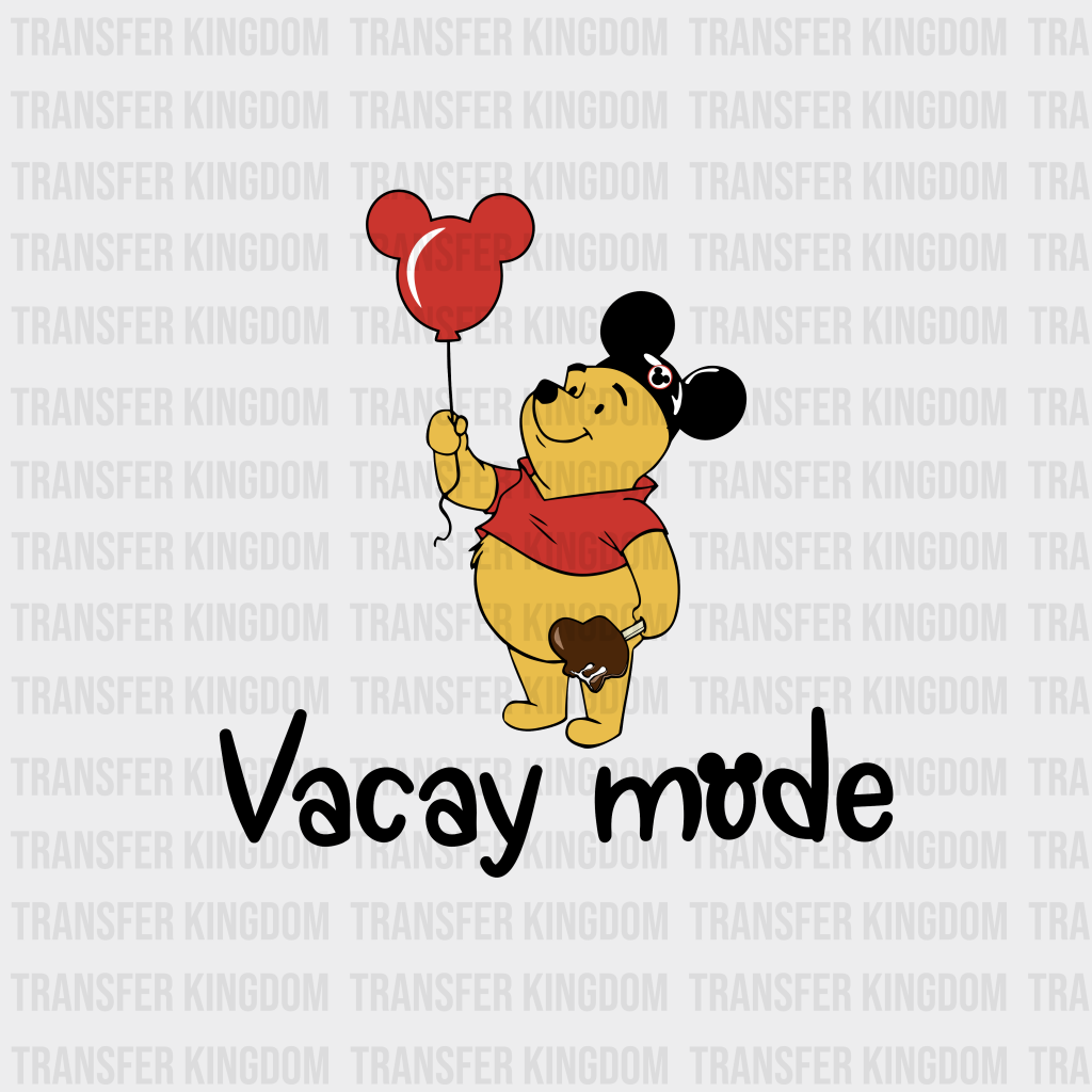 Winnie The Pooh Vacay Mode Disney Design - Dtf Heat Transfer Unisex S & M ( 10 )