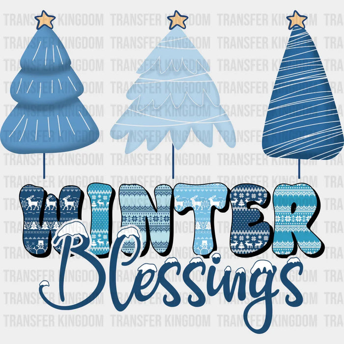 Winter Blessings Tree Design - Winter Iron On DTF Transfer