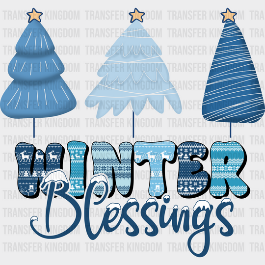 Winter Blessings Tree Design - Iron On Dtf Transfer