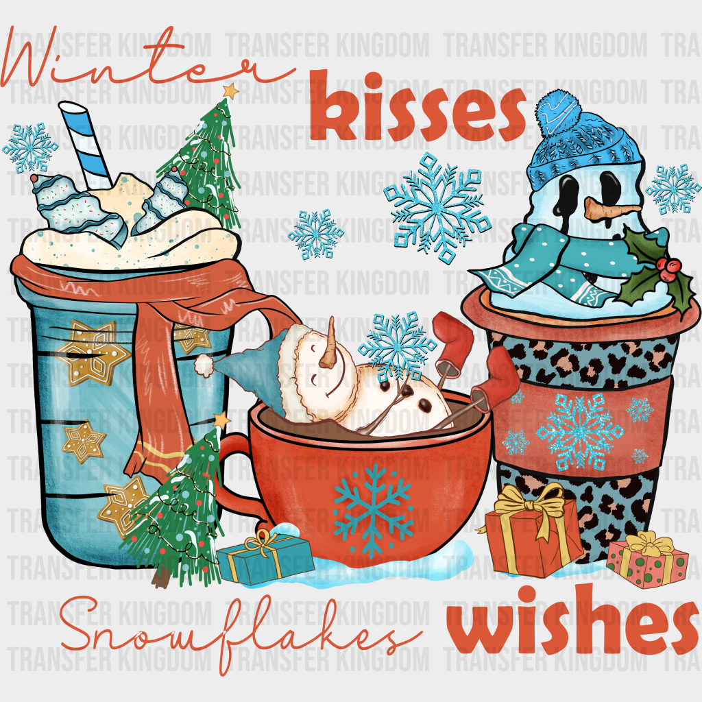 Winter Kisses Snowflakes Wishes - Iron On Dtf Transfer