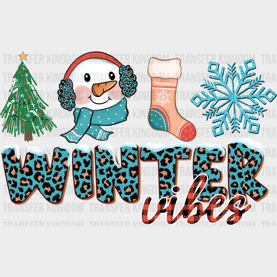 Winter Vibes Blue Design - Iron On Dtf Transfer