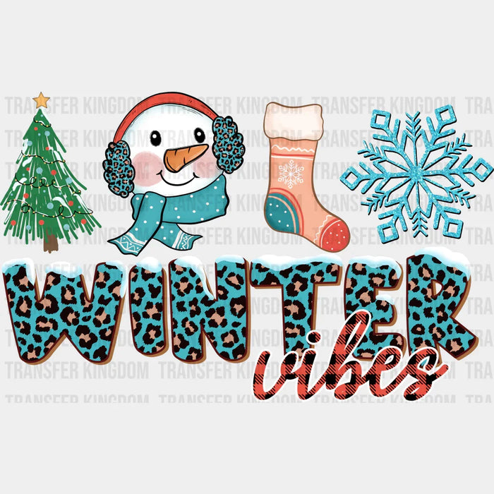 Winter Vibes Blue Design - Winter Iron On DTF Transfer