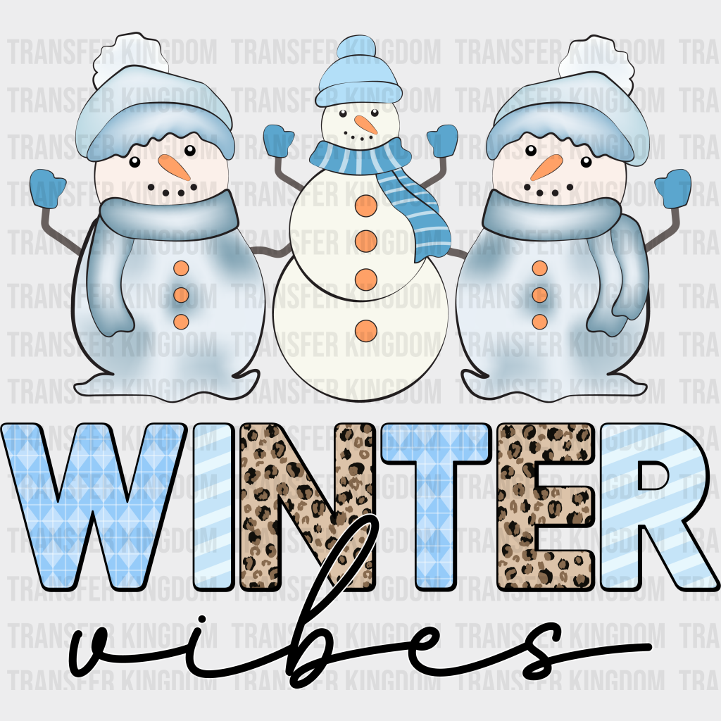 Winter Vibes Snowman Design - Iron On Dtf Transfer Unisex S & M (10’’) / Dark Color See Imaging