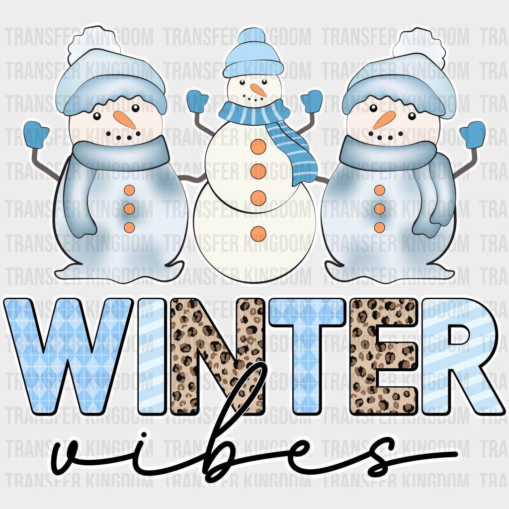 Winter Vibes Snowman Design - Iron On Dtf Transfer Unisex S & M (10’’) / Light Color See Imaging