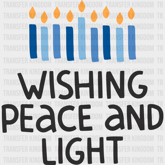 Wishing Peace And Light - Hanukkah Dtf Heat Transfer Unisex S & M (10’’) / Dark Color Design