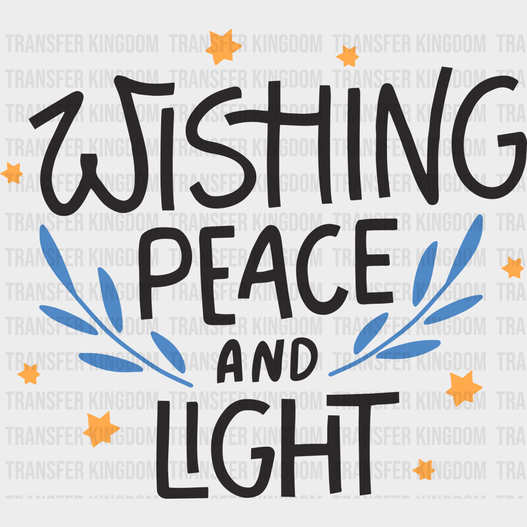 Wishing Peace And Light - Hanukkah Dtf Heat Transfer Unisex S & M (10’’) / Dark Color Design