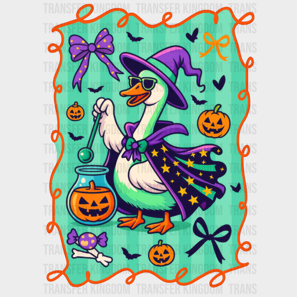 Witch Goose Teal Design Halloween DTF Transfer