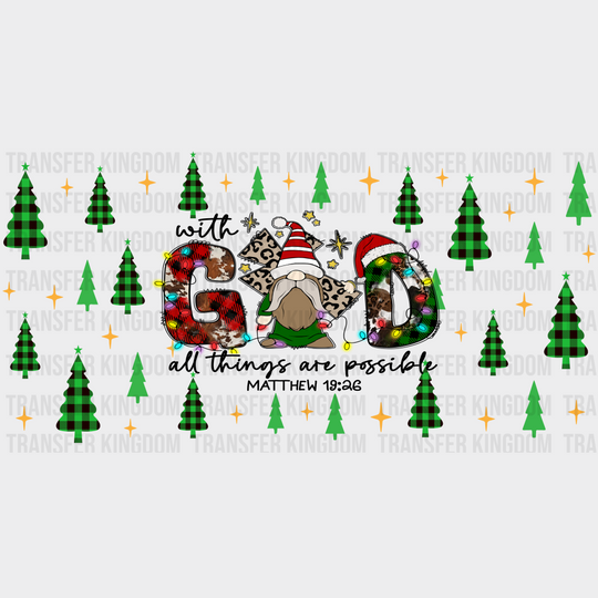 With God - Christmas Cup Wrap Uv Sticker Permanent Dtf Decal