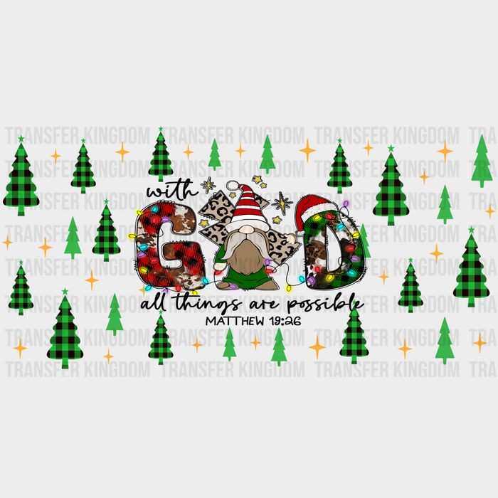 With God - Christmas Cup Wrap UV Sticker Permanent UV DTF Decal