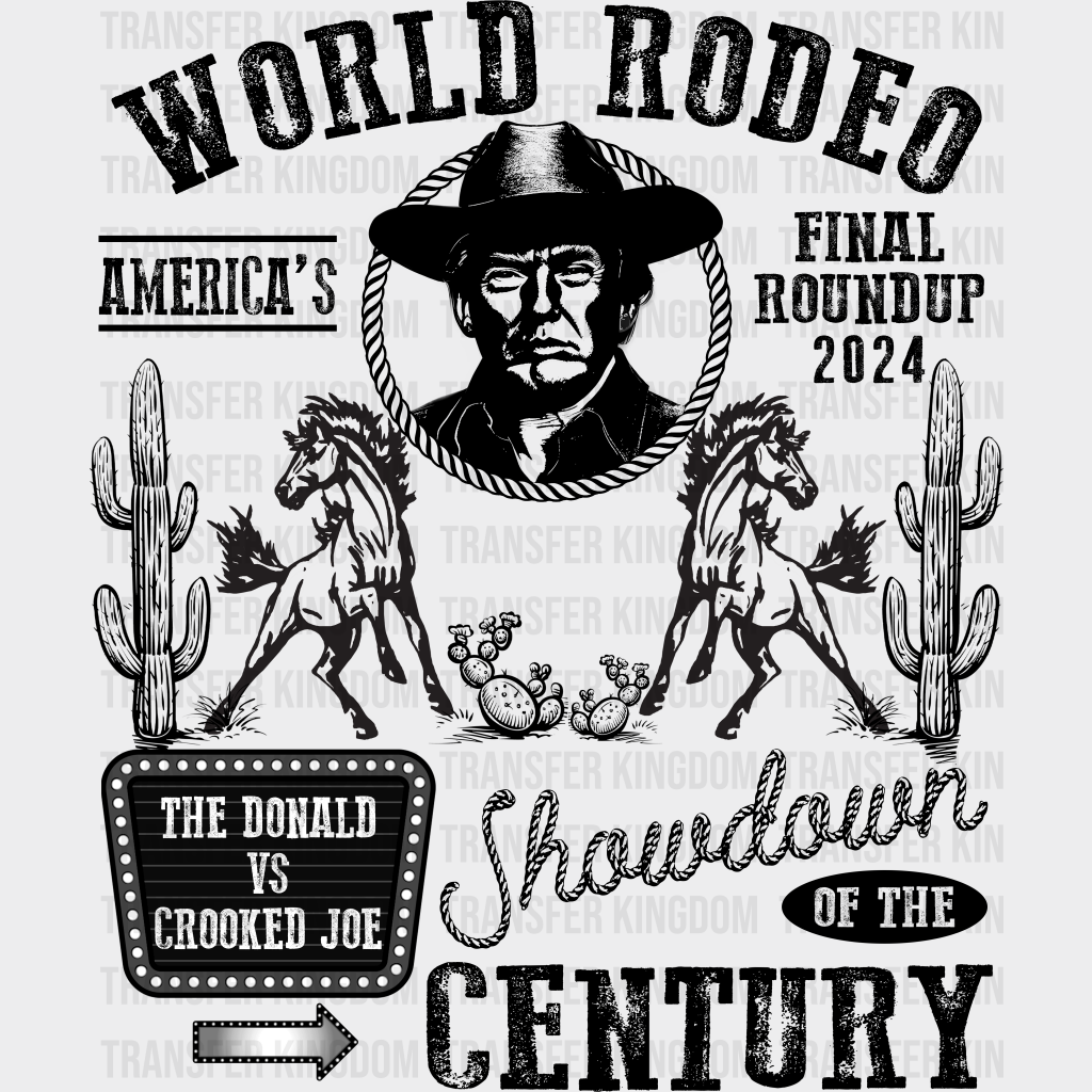 World Rodeo Showdown Of The Century Election Dtf Transfer Unisex - S & M (10’) / Dark Color