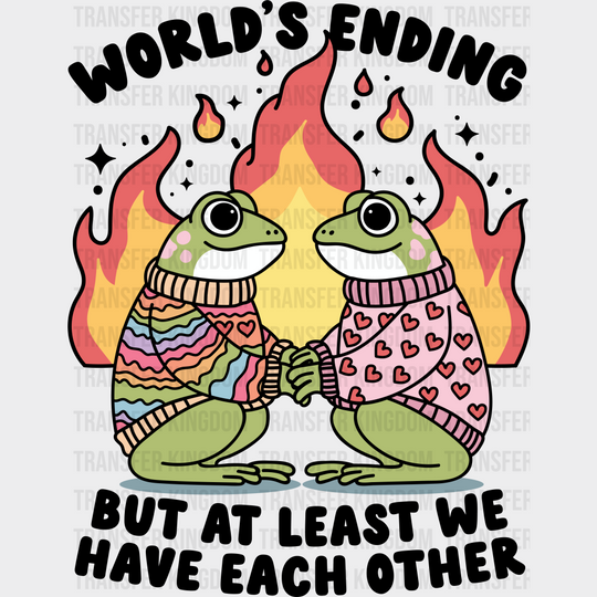 World’s Ending Frogs - Couple Dtf Transfer Unisex S & M (10’’) / Dark Color Design See Imaging