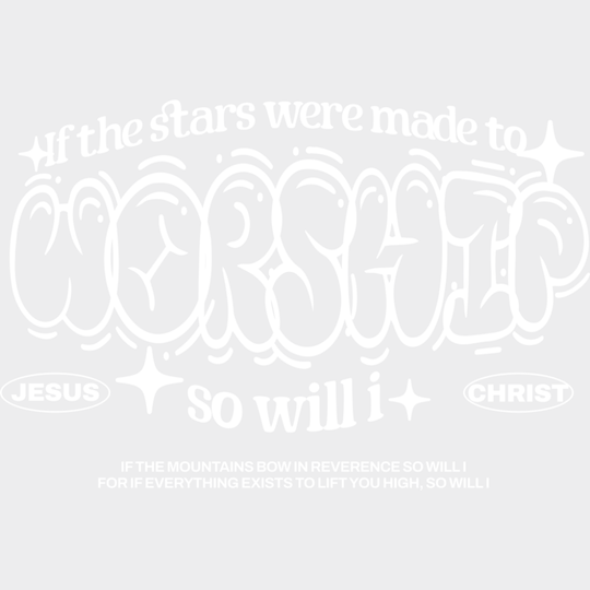 Worship B&W - Christianity DTF Transfer Adult Unisex - S & M (10’’) / Light Color Design (See Imaging)