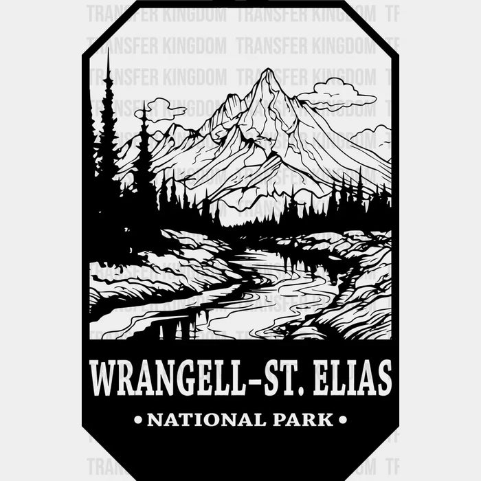 Wrangell-St.Elias National Park Black And White Design - National Parks DTF Transfers