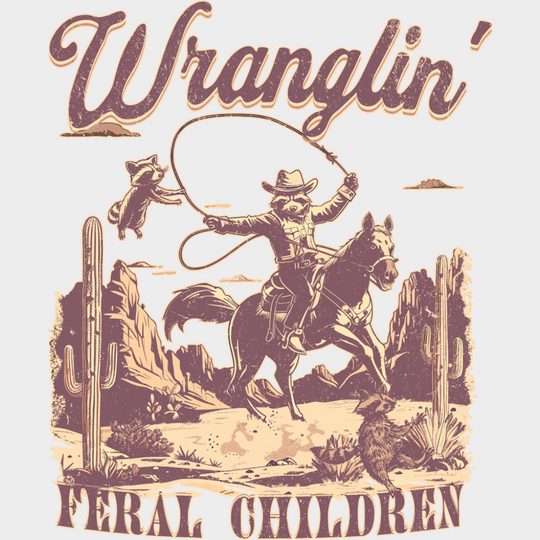 Wranglin’ Feral Children Lasso Design - Rodeo DTF Transfer Adult Unisex - S & M (10’’) / Light Color Design (See