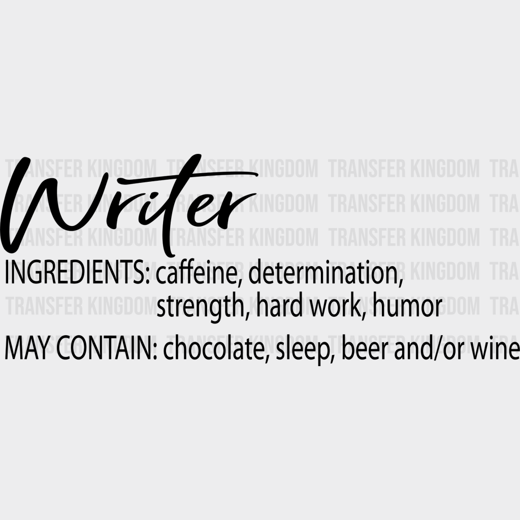 Writer Definition Design - Writing Dtf Heat Transfer Unisex S & M (10’’) / Dark Color See Imaging