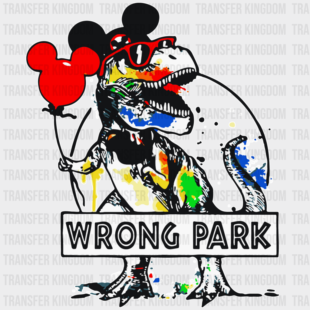 Wrong Park T-Rex Disney Theme Mickey Ears Design - Dtf Heat Transfer Unisex S & M ( 10 ) / Light