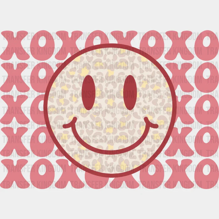 XOXO Leopard Smiley Face Valentines Day Design - DTF heat transfer
