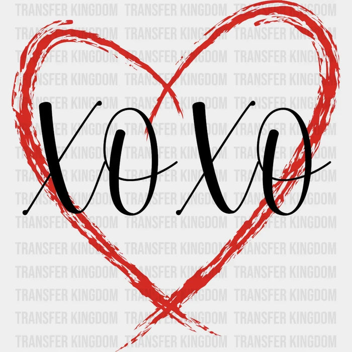 XOXO Scratch Heart Valentines Day Design - DTF heat transfer