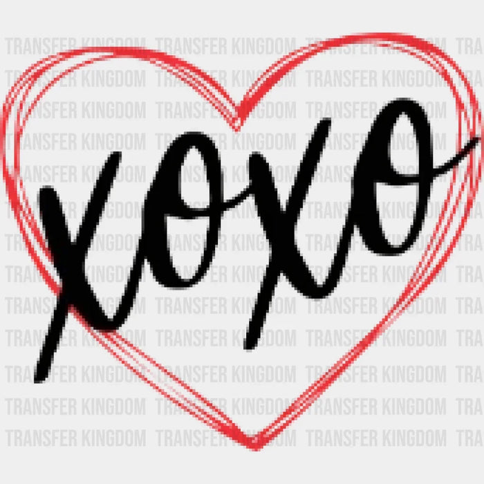 XOXO Scribble Heart Valentines Day Design - DTF heat transfer