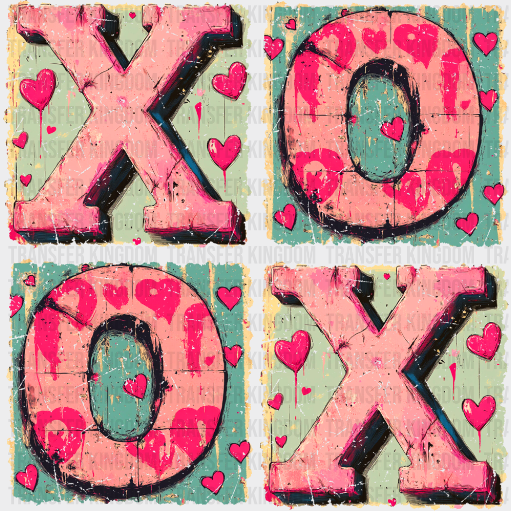 Xoxo Vintage Heart Design - Valentine’s Day Dtf Transfer