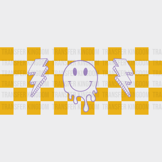 Yellow Checkers Smiley - Cats Cup Wrap UV Sticker Permanent UV DTF Decal UVDTF