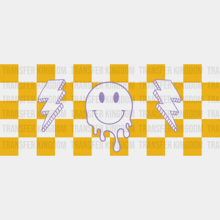 Yellow Checkers Smiley - Cats Cup Wrap UV Sticker Permanent UV DTF Decal